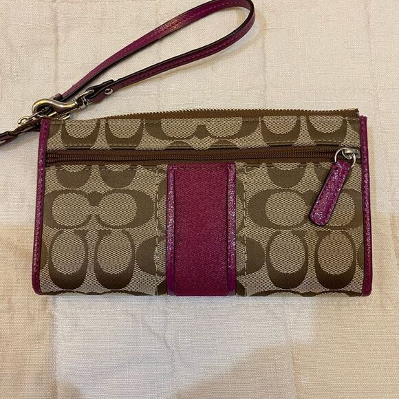 Coach Brown and Purple Wristlet Clutch - Picture 6 of 10